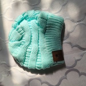 Blue mint green beanie